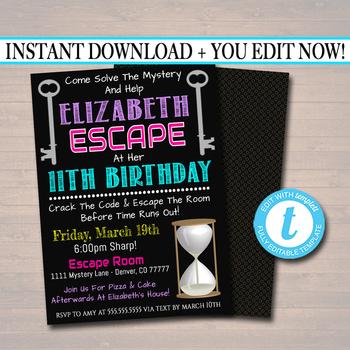 escape-room-birthday-invitation-girl-mystery-clue-spy-birthday-detect-tidylady-printables for Free Printable Escape Room Invitations Escape Room Birthday Invitation, Girl Mystery Clue Spy Birthday Detect — TidyLady Printables for Free Printable Escape Room Invitations