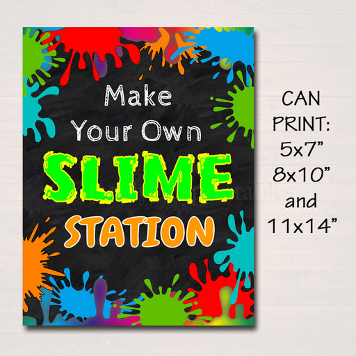 Slime Party Birthday Sign, Mad Scientist Kids Party, Make Your Own Slime Station Digital Sign, Boy's Slime Party Decor, INSTANT DOWNLOAD