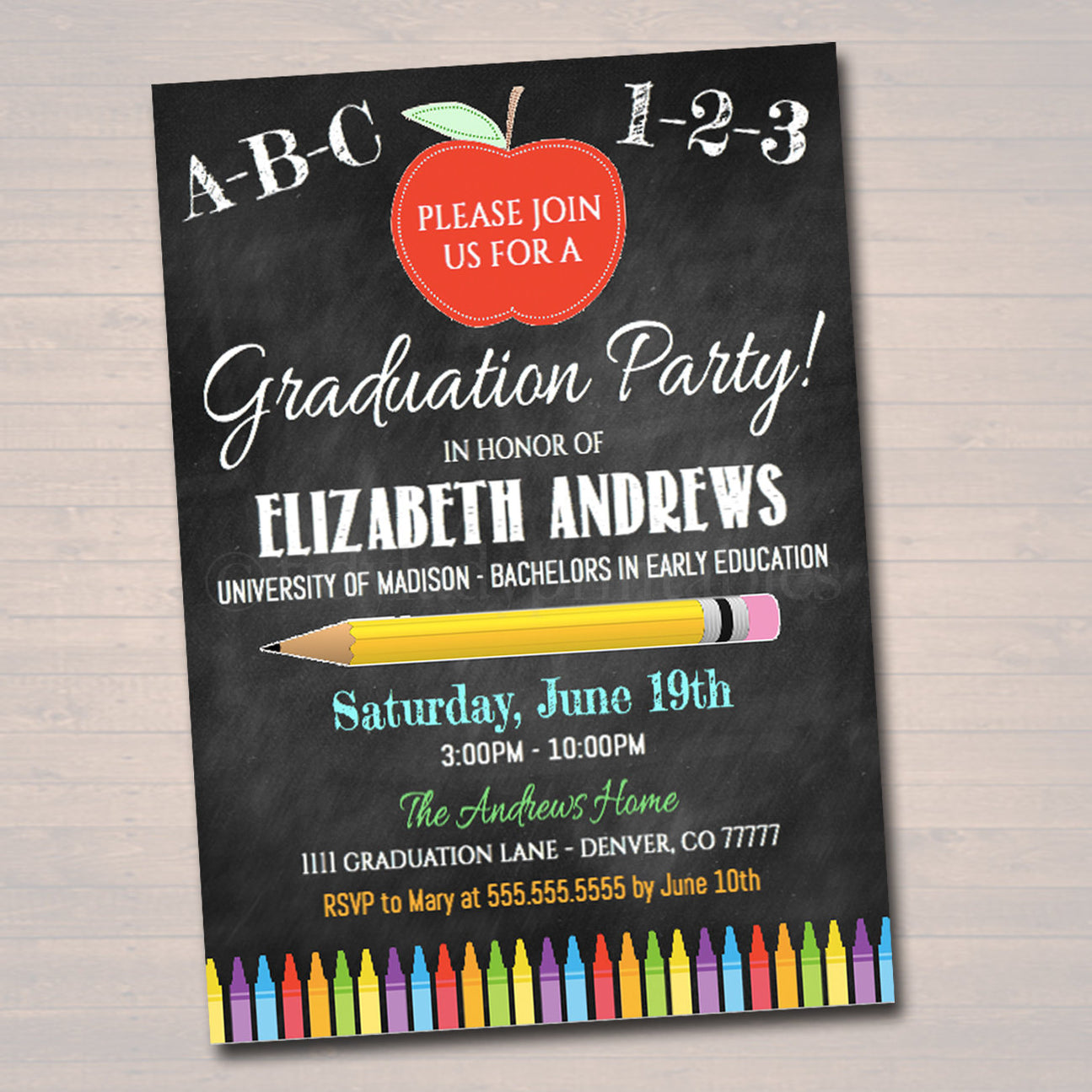 Teacher Graduation Invitation | TidyLady Printables