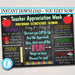 EDITABLE Teacher Appreciation Week Itinerary Poster, Digital File, Appreciation Week Schedule Events, INSTANT DOWNLOAD Fundraiser Printables