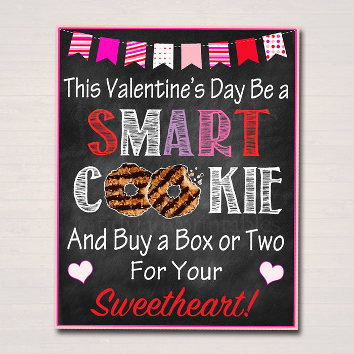 Valentine's Day Cookie Signs, Printable Cookie Posters Set of 2, Cookie Military Fundraiser, Cookie Drop Booth Banner, INSTANT DOWNLOAD