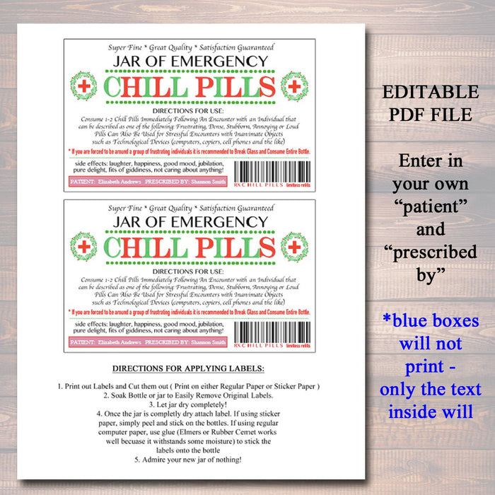 Chill Pill Label | TidyLady Printables chill-pill-label-tidylady-printables