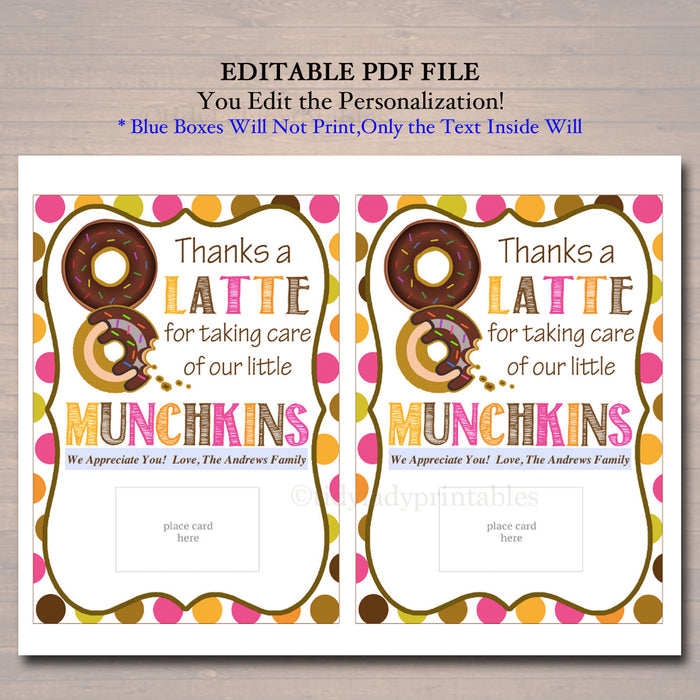 Thanks a Latte Printable Coffee Donut Gift Card Holder — TidyLady Printables thanks-a-latte-printable-coffee-donut-gift-card-holder-tidylady-printables