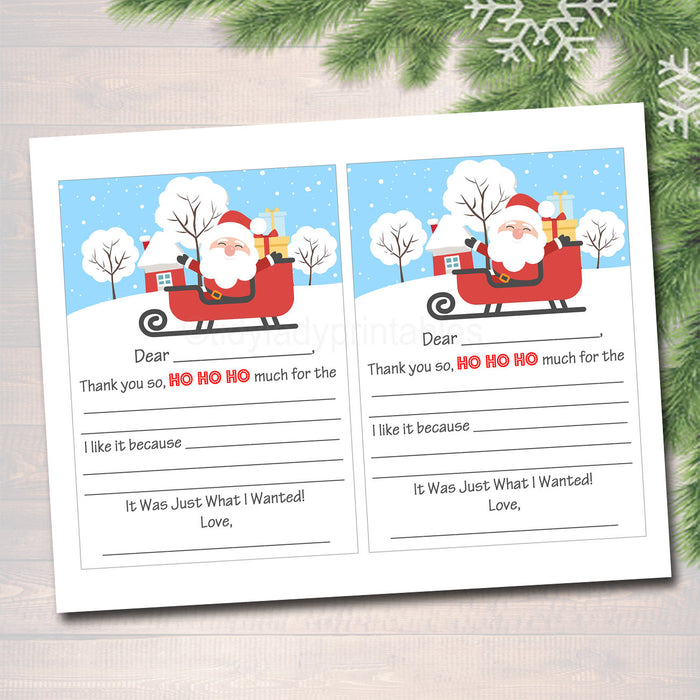 Kid's Christmas Thank You Cards, INSTANT DOWNLOAD, Printable Fill In The Blank Christmas Notes, Xmas Letter Santa, Thank You Snow Much