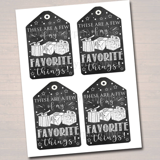 Favorite Things Party Gift Tags, Teacher, Printable Labels, Girl's Xmas Party Ladies Night Bridal Shower, Holiday Favor Tag INSTANT DOWNLOAD