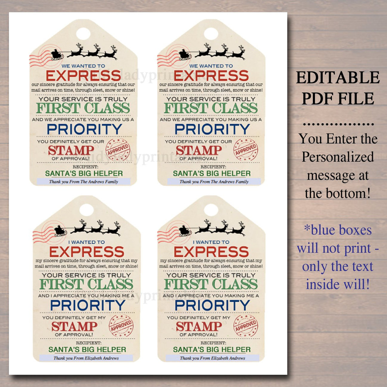 Christmas Mailman Gift Tag | TidyLady Printables