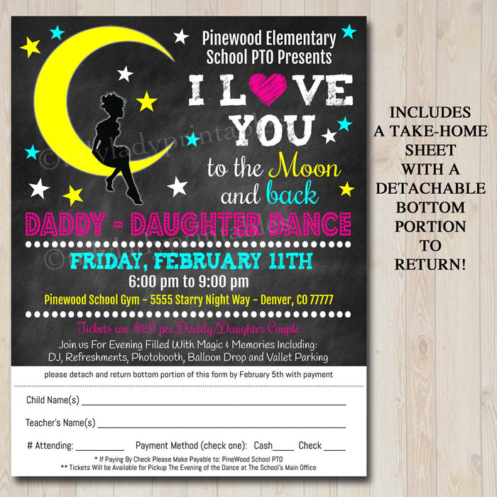 Daddy Daughter Dance Set School Dance Flyer Party Invitation, Starry Night Event Church Community Event, pto, pta,