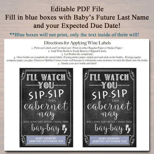 I'll Watch You Sip Sip This Cabernet-nay,  Printable Wine Label Pregnancy Announcement, Sister or Friends to Aunt, Funny Pregnancy Reveal