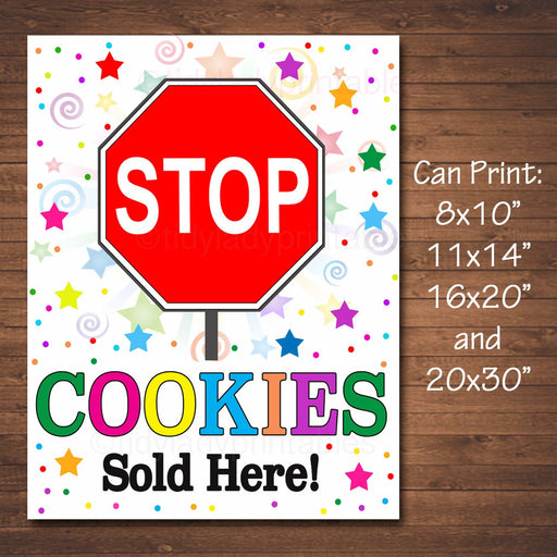Cookie Booth Sign, Stop Cookies Sold Here, Printable Cookie Drop Banner, Cookie Booth Poster, Cookie Sale, INSTANT DOWNLOAD Fundraiser Booth