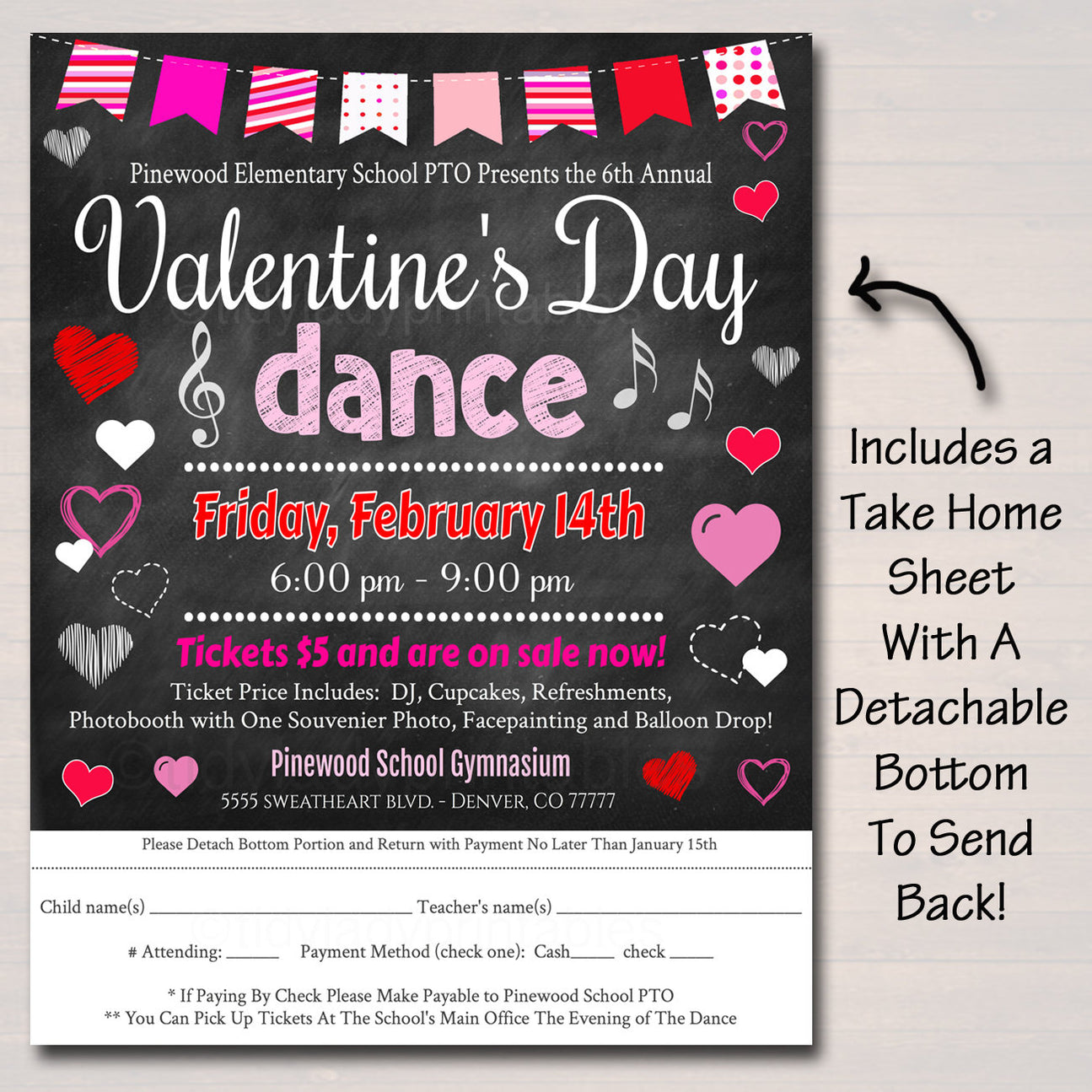 Valentine's Day Dance Set School Dance Flyer Party Invite, Church Comm ...