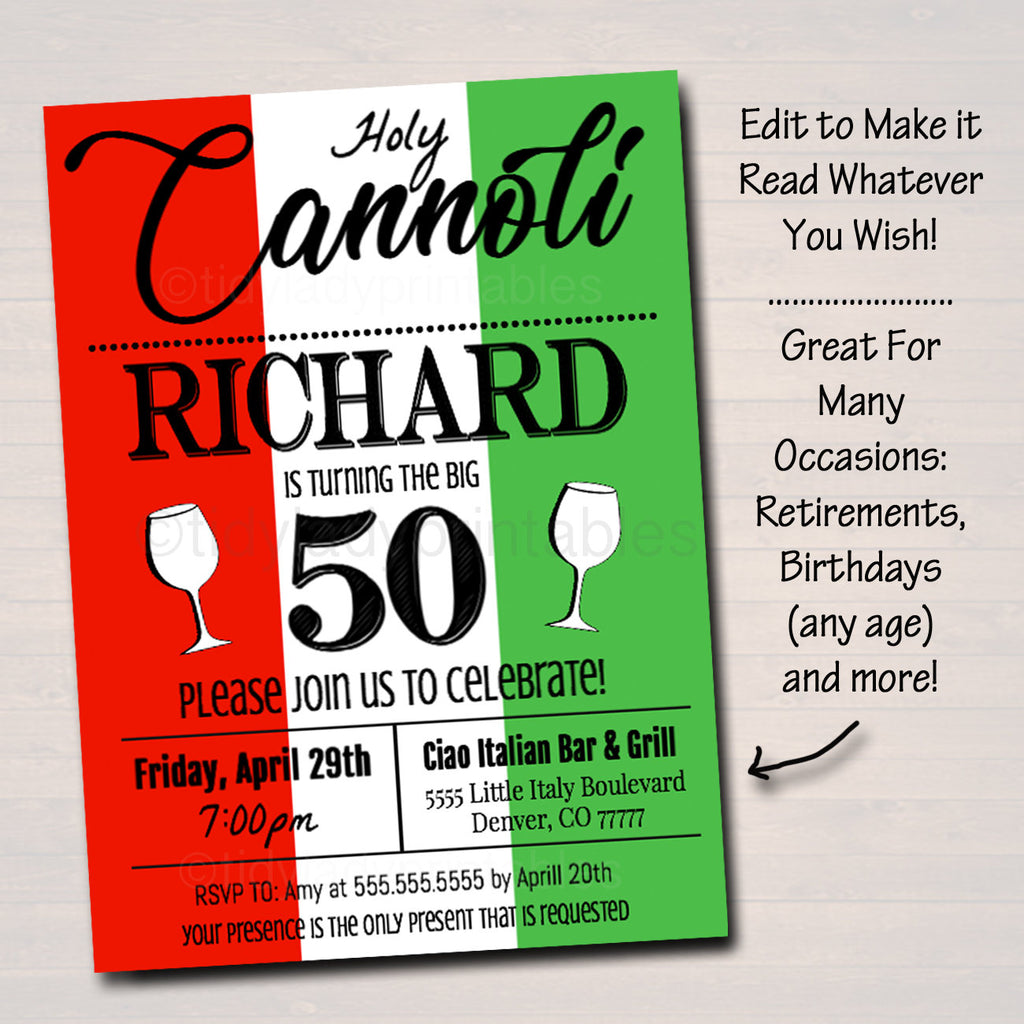 Italian Invite Italian Theme Event Invites | TidyLady Printables