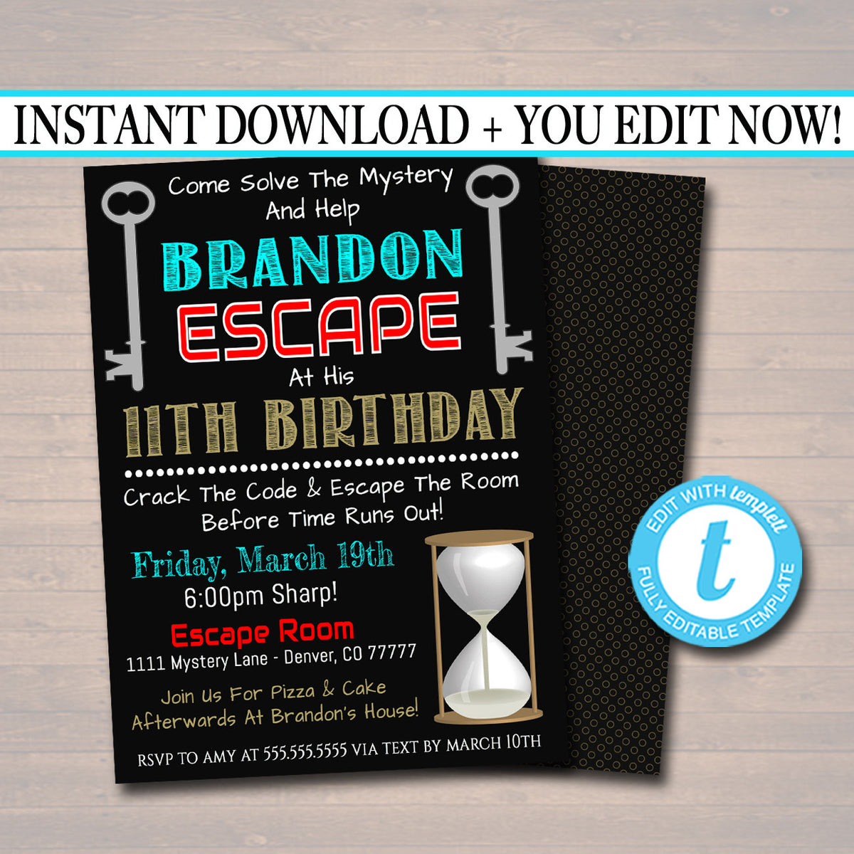 Escape Room Birthday Invitation, Boy Mystery Clue Spy Birthday Detecti —  TidyLady Printables