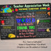 EDITABLE World Theme Teacher Appreciation Week Itinerary Poster Digital Week Schedule Events, INSTANT DOWNLOAD pto pta Fundraiser Printables