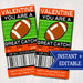 EDITABLE Football Ticket Valentine's Day Cards, INSTANT DOWNLOAD, Printable Kids Valentine, Boy Classroom Valentine, You're a Great Catch