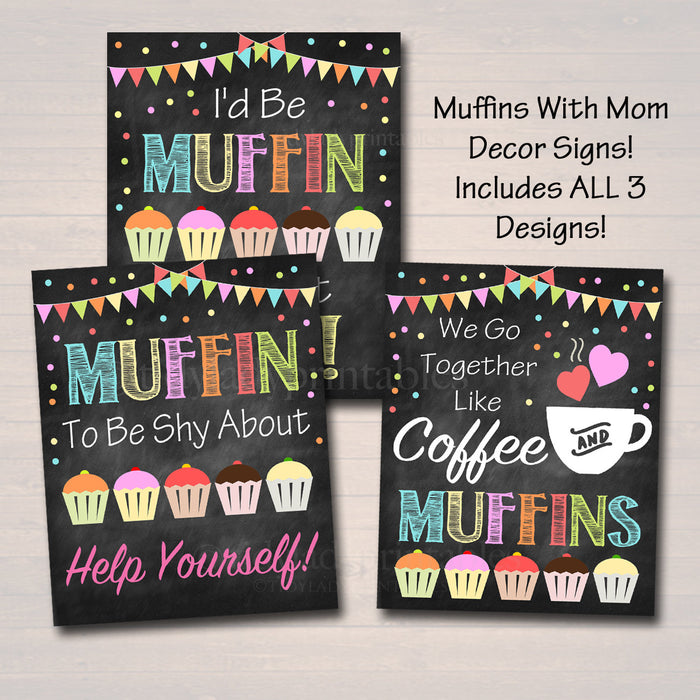 PRINTABLE Muffins With Mom Set Sign Decor, Printable PTA Flyer, Mother's Day Event, School Mom Appreciation Fundraiser Digital Invitation