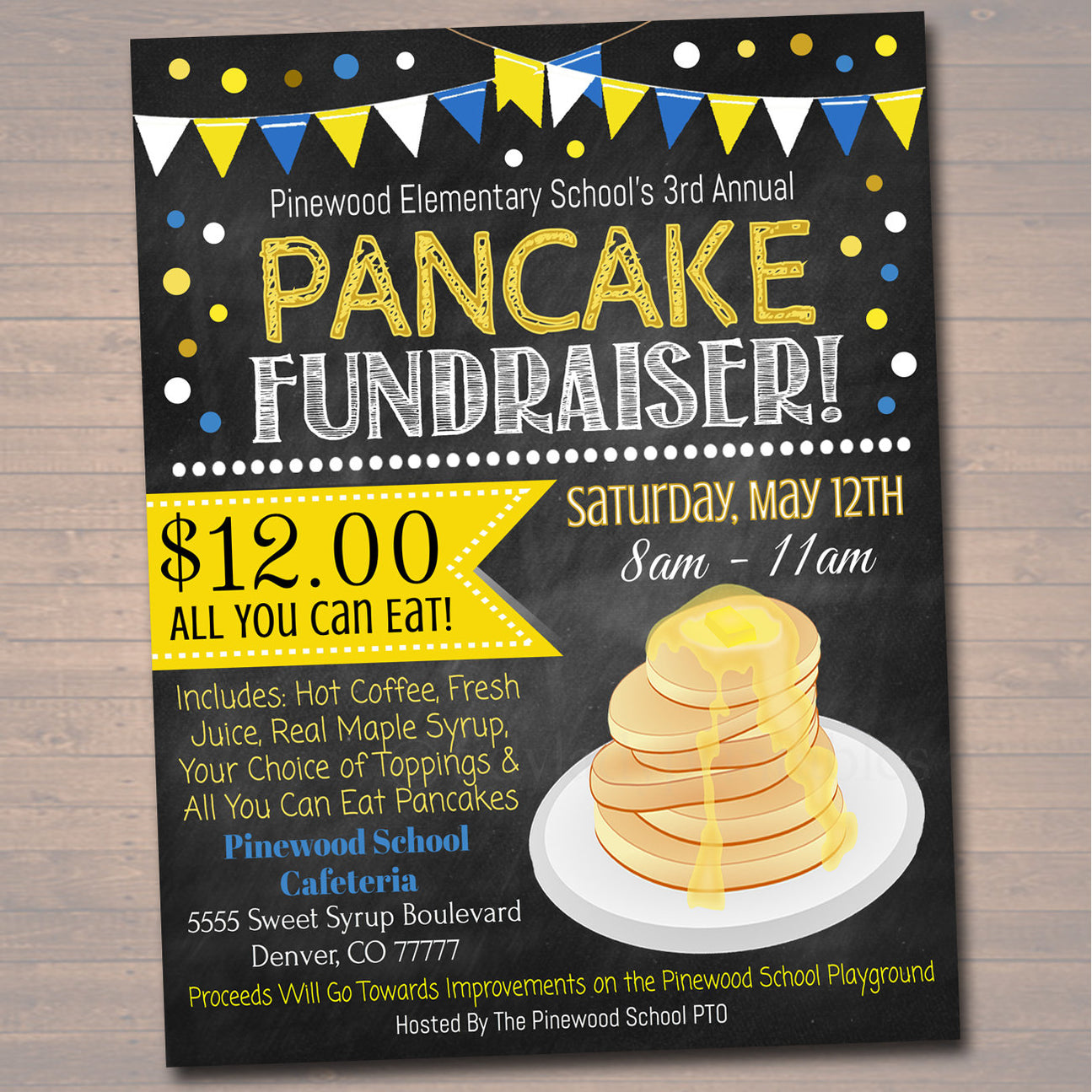 Pancake Breakfast Fundraiser Flyer Ticket Set - Template — TidyLady ...