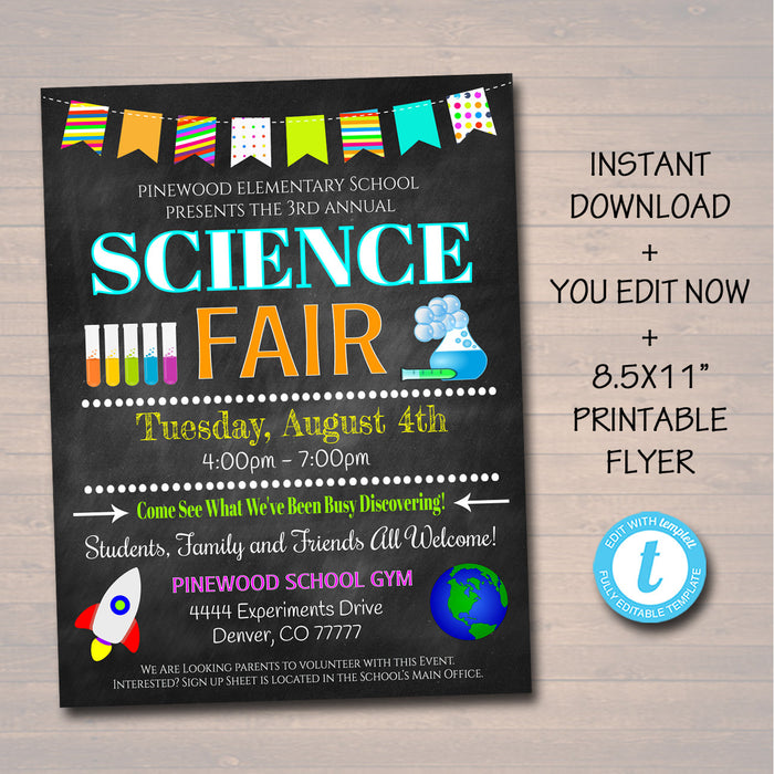 School Science Fair Event Flyer - Printable Template