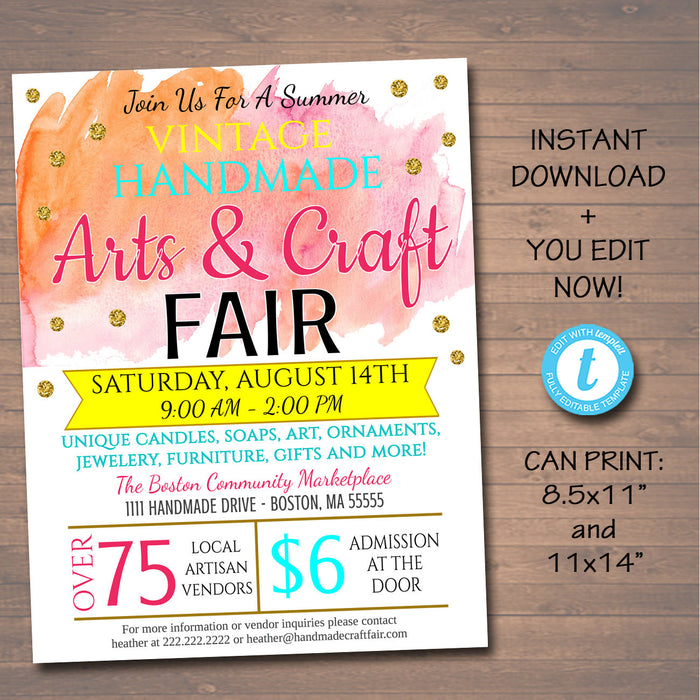 Craft Fair Event Invite & Flyer  - DIY Editable Template