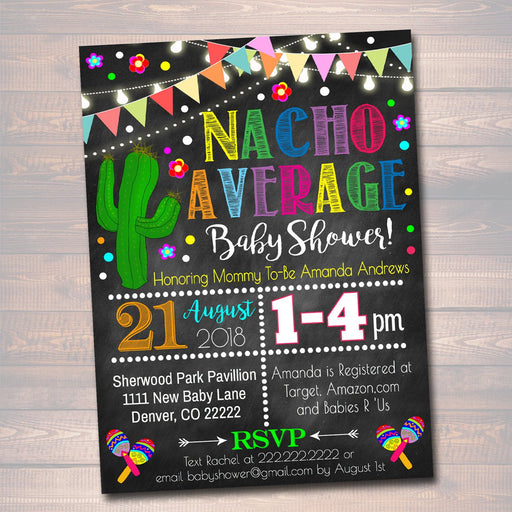 Editable Fiesta Nacho Average Baby Shower Invitation, Chalkboard Printable Baby Sprinkle Fiesta Couples Shower Party Invite INSTANT DOWNLOAD