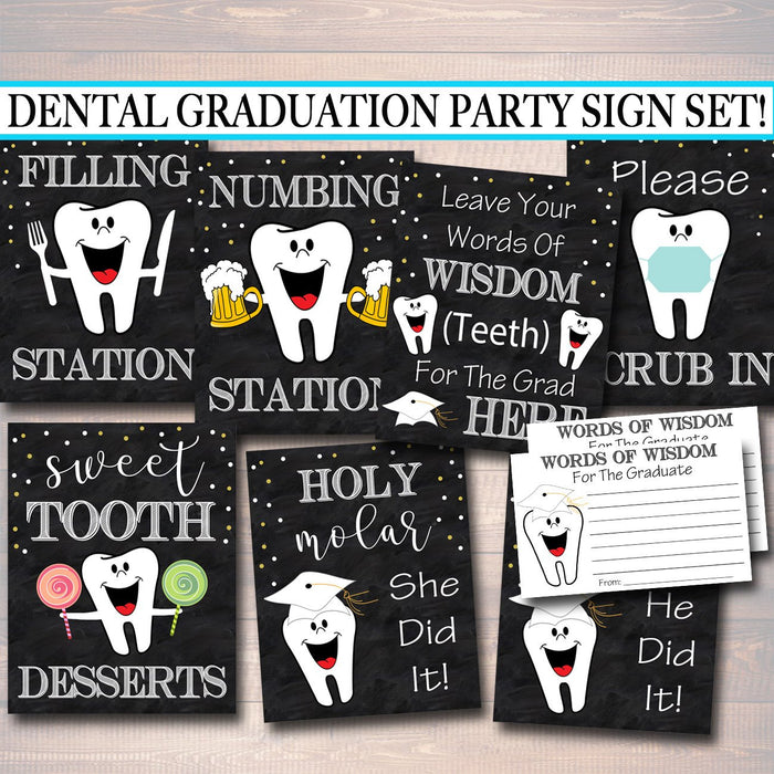 Dental Graduation Party Signs, Chalkboard Printable, Dentist College Graduate, Grad Party Invite, Dental Hygienist,