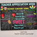 EDITABLE Candy Sweet Theme Teacher Appreciation Week, Itinerary Poster Digital Schedule Events INSTANT DOWNLOAD pto pta Fundraiser Printable