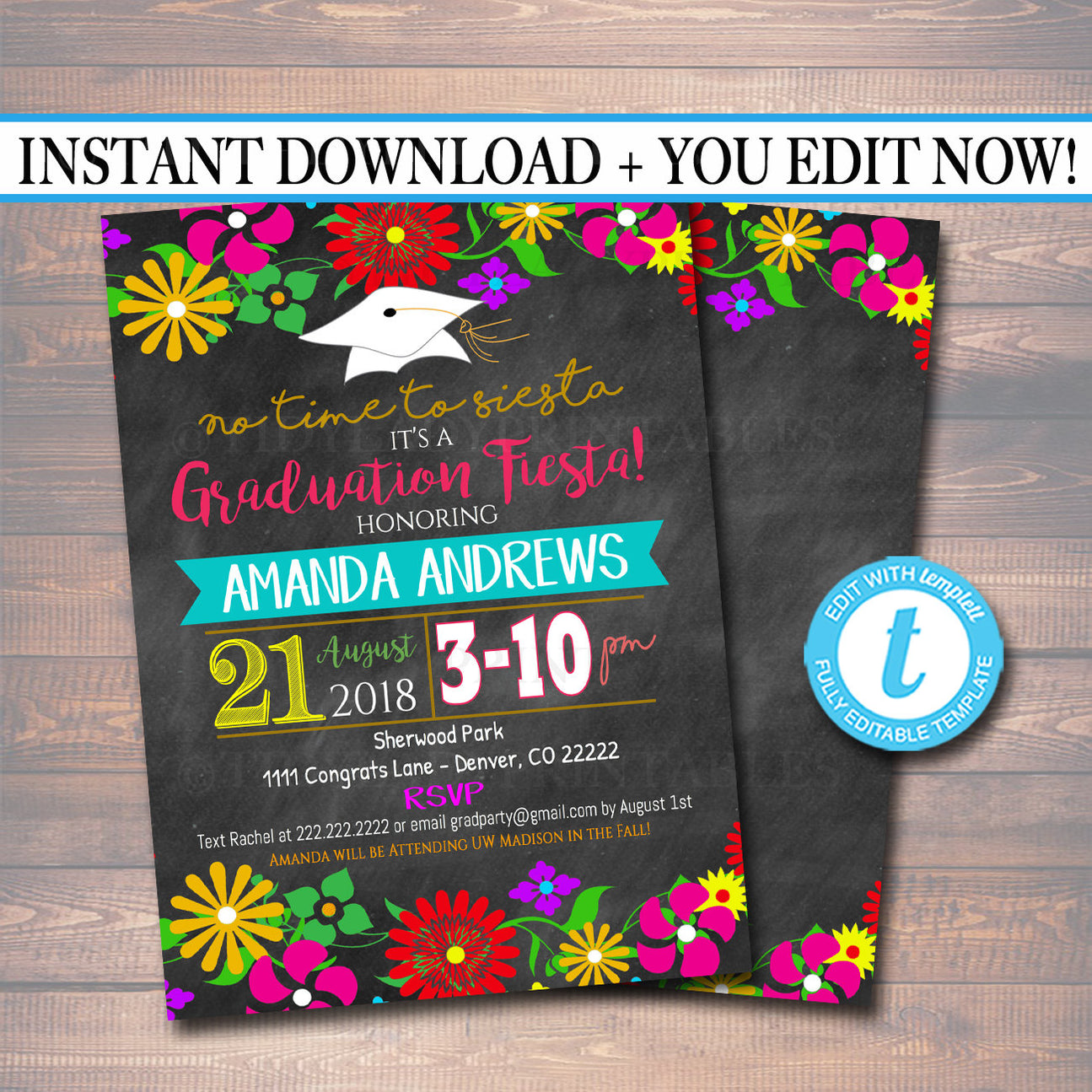Fiesta Nacho Average Graduation Invite | TidyLady Printables