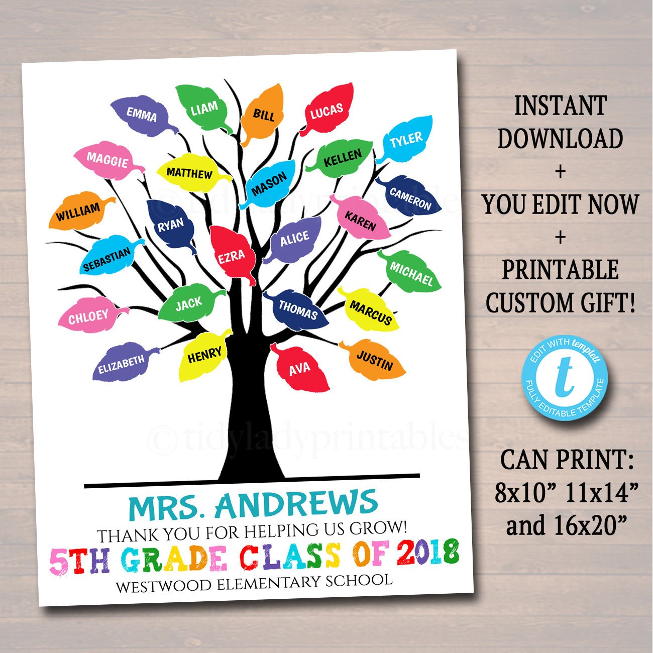 Thumbprint Tree Poster Teacher Appreciation Week Printable — TidyLady Printables thumbprint-tree-poster-teacher-appreciation-week-printable-tidylady-printables