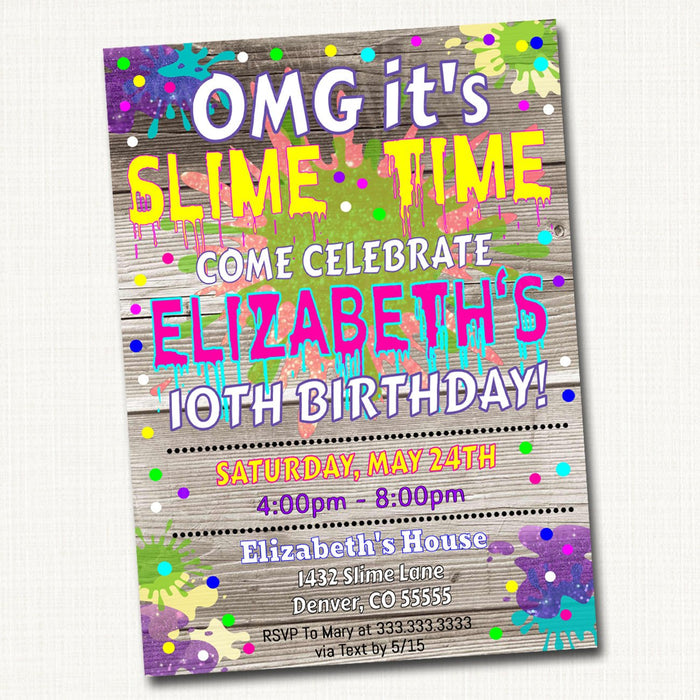 EDITABLE Slime Party Birthday Invitation, Slime Mad Scientist Kids Party Invite Birthday Digital Invite Girl's Slime Party, INSTANT DOWNLOAD