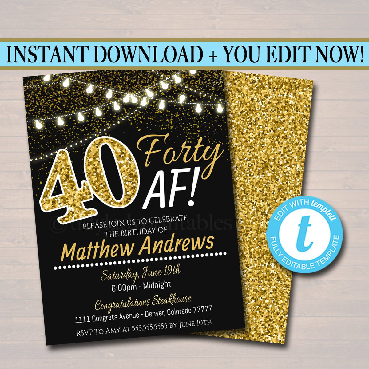 40th-birthday-invite-40th-birthday-40th-bday-forty-af-faux-gold-gl-tidylady-printables for Free 40th Birthday Invitation Templates Printable 40th Birthday Invite, 40th Birthday, 40th Bday, Forty Af, Faux Gold Gl — TidyLady Printables for Free 40th Birthday Invitation Templates Printable