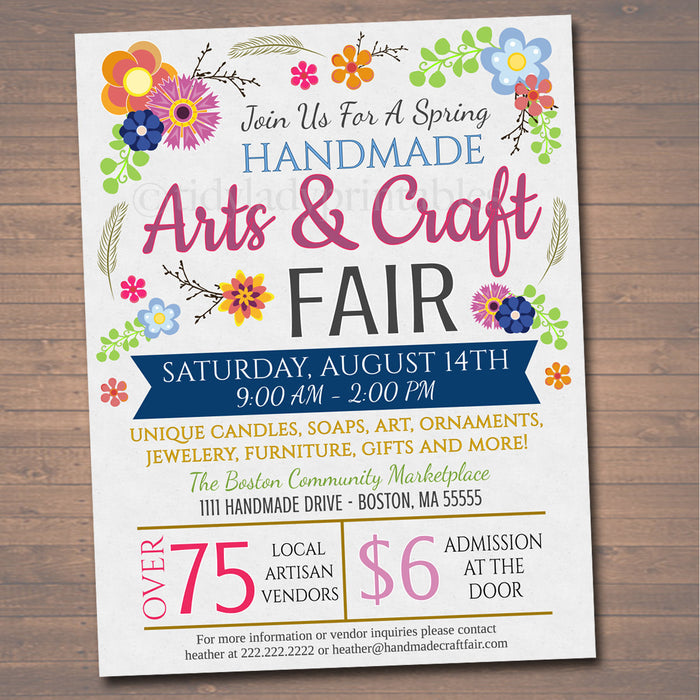 Arts Craft Fair Event Flyer Editable DIY Template