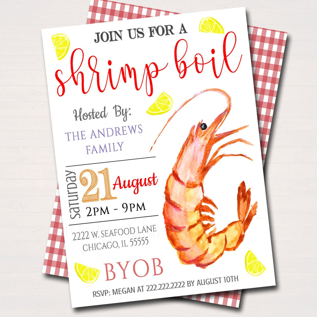 Shrimp Boil Invitation, Low Country Company Picnic, Family Picnic BBQ ...