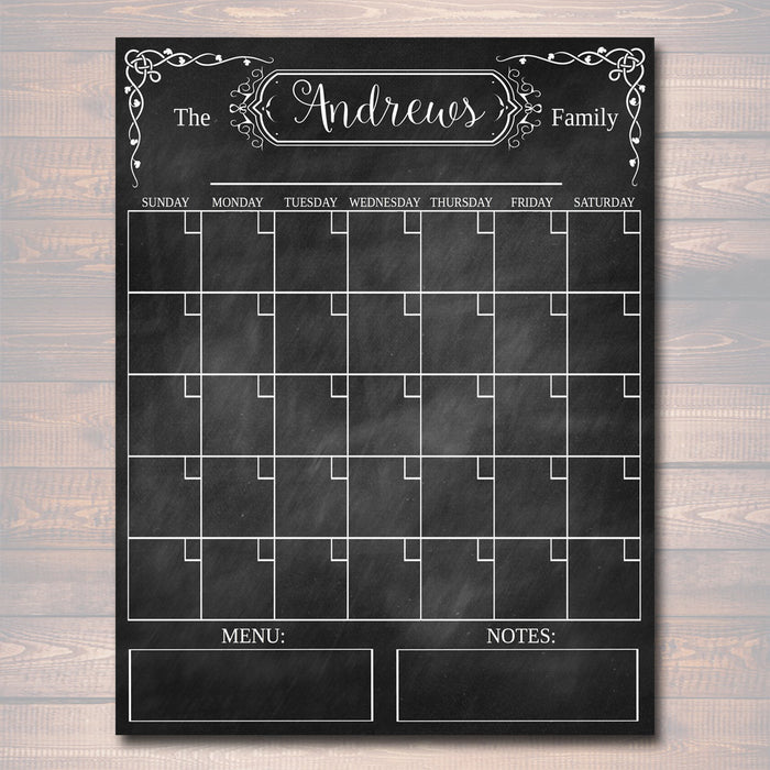 Printable Family Calendar Chalkboard Wall Art, Command Center, Family — TidyLady Printables printable-family-calendar-chalkboard-wall-art-command-center-family-tidylady-printables