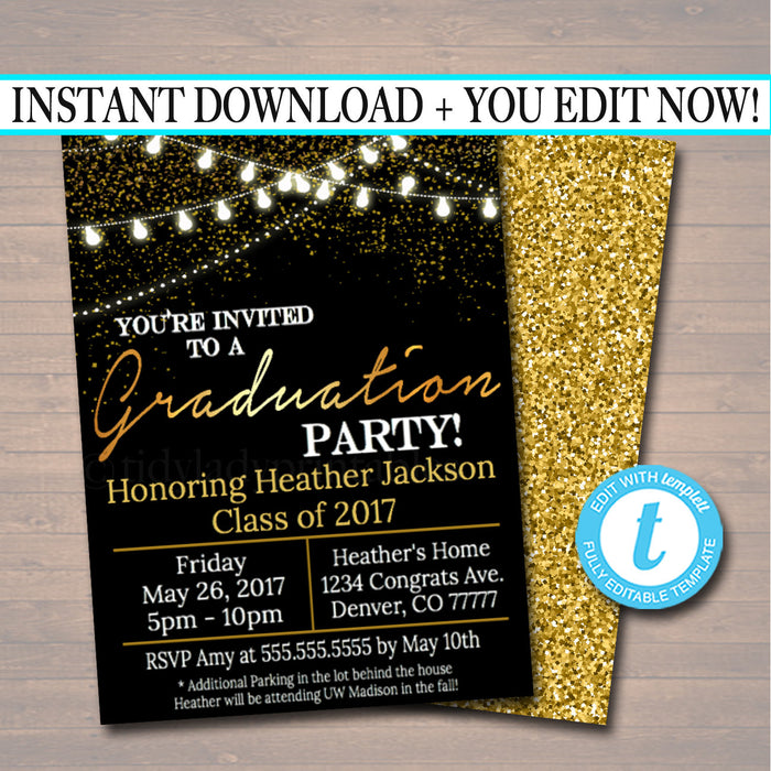 Graduation Party Invitation, High School Graduation Invitation, DIY  Invite, College Graduation Invitation, Graduation Decor