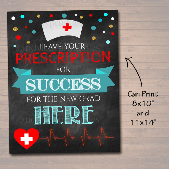 Nurse Graduation Party Sign, Printable, Grad Advice Words of Wisdom Cards, Prescription for Success RN Lpn Party Decor