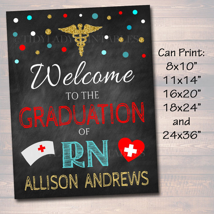 Nurse Party Sign, Graduation Chalkboard Printable, Retirement Party,  College Grad Invite, Nurse RN Decor