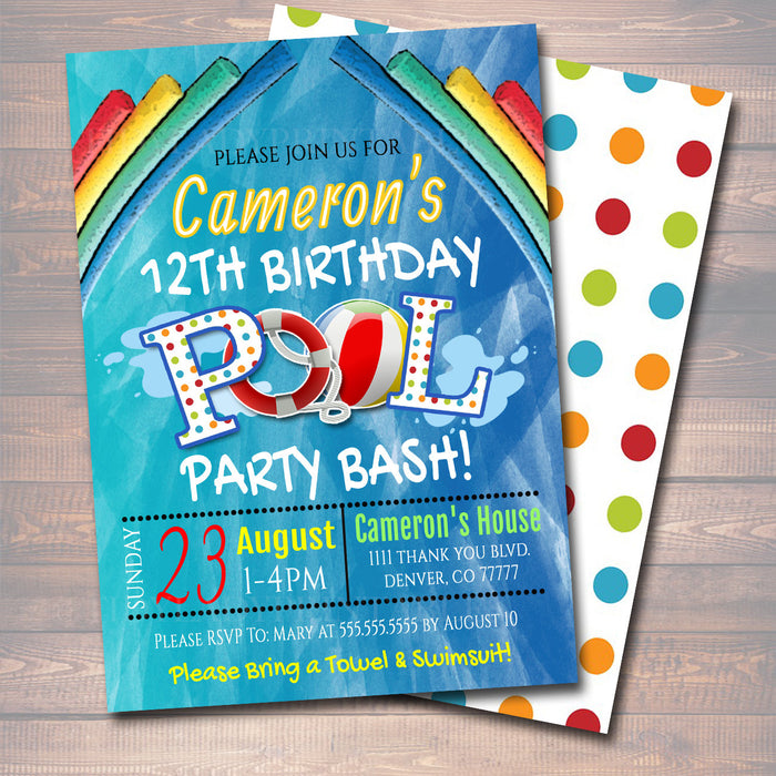 EDITABLE Pool Party Invitation, Printable Digital Invite, Summer Back to School Backyard Party, Boy Pool Birthday Party, INSTANT DOWNLOAD
