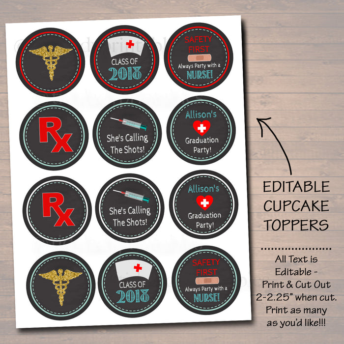 Nurse Party Cupcake Toppers | TidyLady Printables nurse-party-cupcake-toppers-tidylady-printables