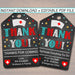 Printable Nurse Thank You Tags, Nurse Appreciation Week Gift INSTANT + EDITABLE, RN Nurse Graduation Retirement Favor Label Tag Digital File