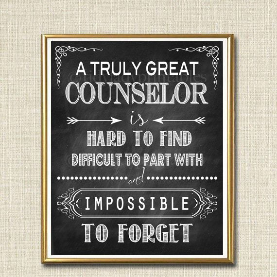 Counselor Gift, A Truly Great Counselor is Hard to Find, Impossible To Forget, School Therapist Thank you, Retirement Chalkboard Printable
