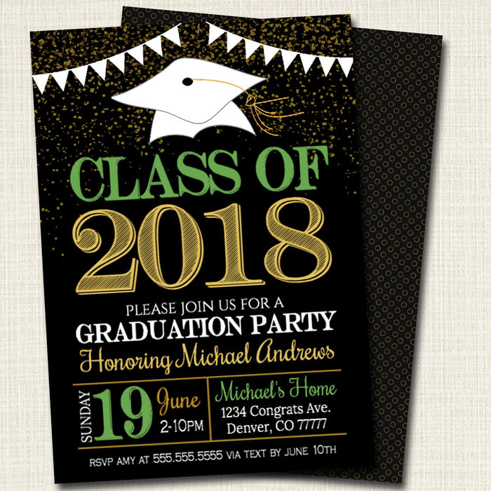 Any Year  Graduation Invitation Custom School Colors Printable  College Grad Invite, Guy, Man Senior Grad Party Announcement