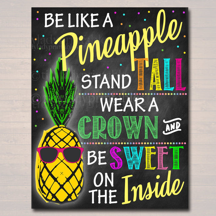 Be Like a Pineapple, School Counselor Poster Teen Tween Bedroom Decor Classroom Poster, Social Worker Office Decor Motivational Class Poster