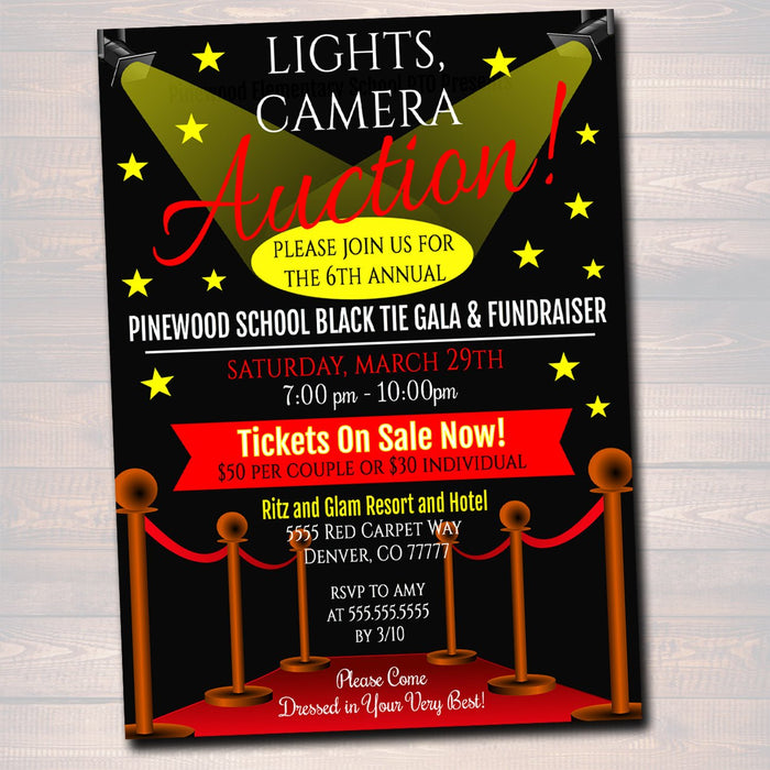 Auction Invitation/Flyer, Fundraiser  Invite, Black Tie Gala, Silent Auction, Church, School Event