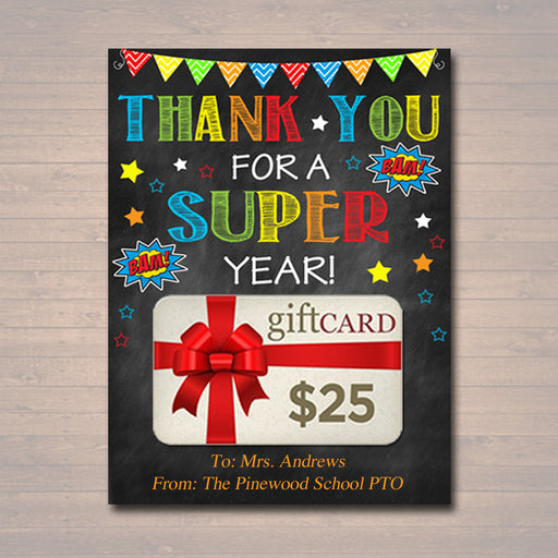 EDITABLE Teacher Gift, End of School Year Superhero Gift Card holder, INSTANT DOWNLOAD, Printable Teacher Appreciation, Gift From Student
