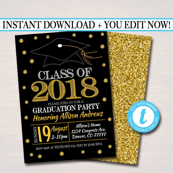 Graduation Party Invitation, High School Graduation Invitation, DIY  Invite, College Graduation Invitation, Graduation Decor