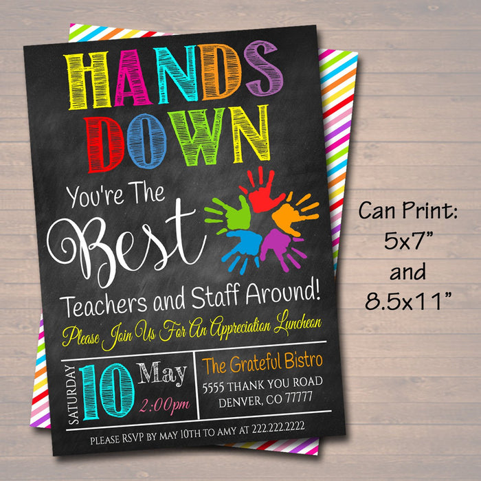 Teacher Appreciation Staff Invitation, Chalkboard Printable, Appreciation Week Invite, Breakfast Luncheon Flyer,