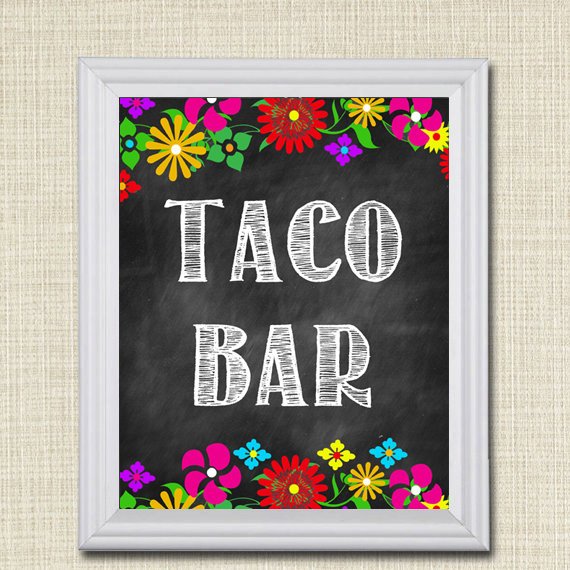PRINTABLE Taco Bar Sign, Mexican Floral Fiesta Decor, Birthday Party Decoration INSTANT DOWNLOAD, Cinco De Mayo, Wedding, Baby Bridal Shower