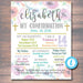 EDITABLE Confirmation Floral Poster, Religous Christian Sacrament Party Decor Girl First Communion Baptism Sign Digital INSTANT DOWNLOAD
