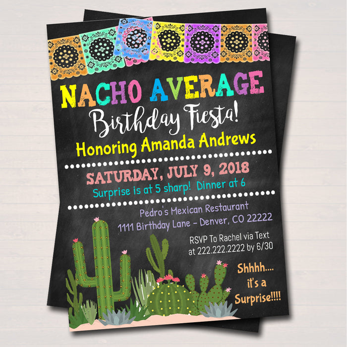 Fiesta Birthday Any Age Party Invitation Cinco De Mayo Girls Weekend Party Invite, Desert Cactus Boho Gold Glitter