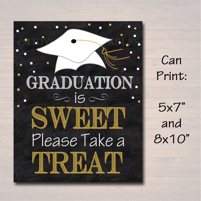 Graduation is Sweet Party Sign, Chalkboard Printable, Dessert Table Sign Grad Party Invite, Please Take a Treat Party Decor