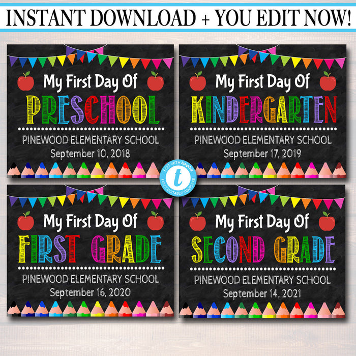 First Day Of School Sign Set | TidyLady Printables first-day-of-school-sign-set-tidylady-printables